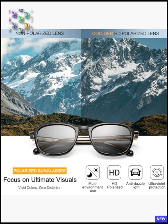 Retro Square Polarized Sunglasses UV400 Protection Lightweight TR Frame Acetate main image 5